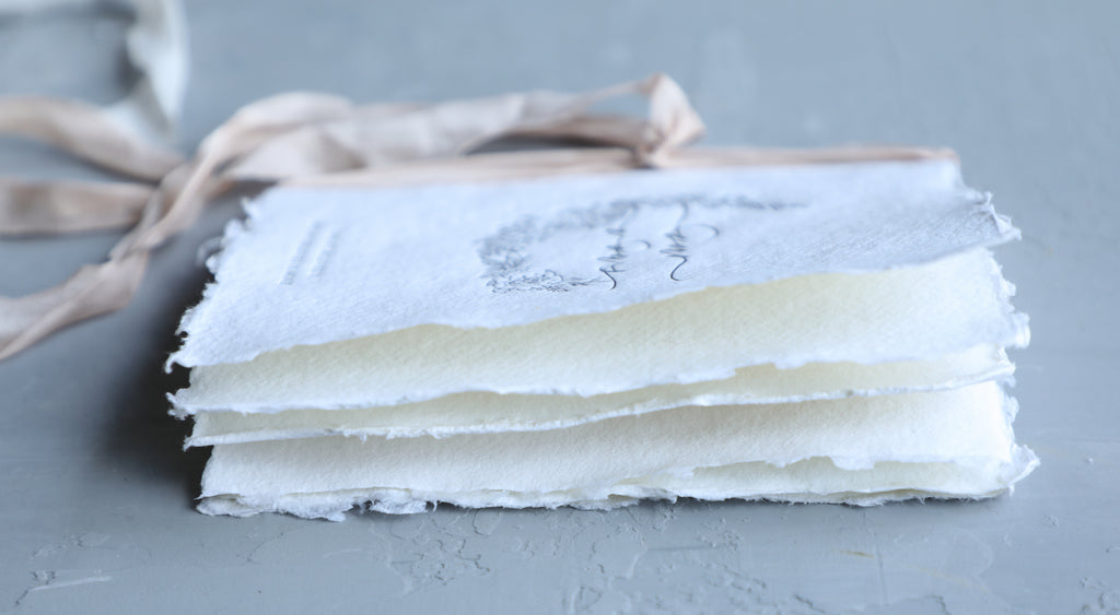 Silk & Willow. Handmade Paper. Wedding Vow Books. Silk Ribbon