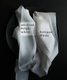 comparison of white silk ribbon and Silk and Willow antique white silk ribbon