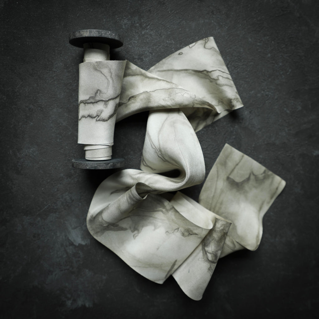marbled silk ribbon. custom ribbon naturally dyed